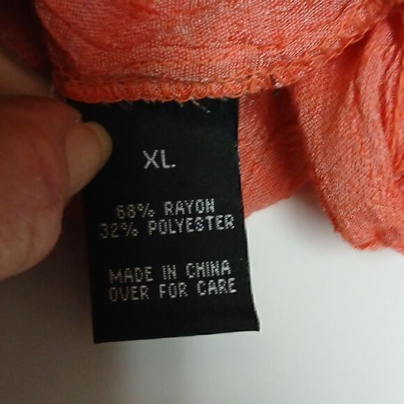 By & By Melon/Peach Ombre' Short Sleeved Semi Sheer Blouse XL - Picture 7 of 9